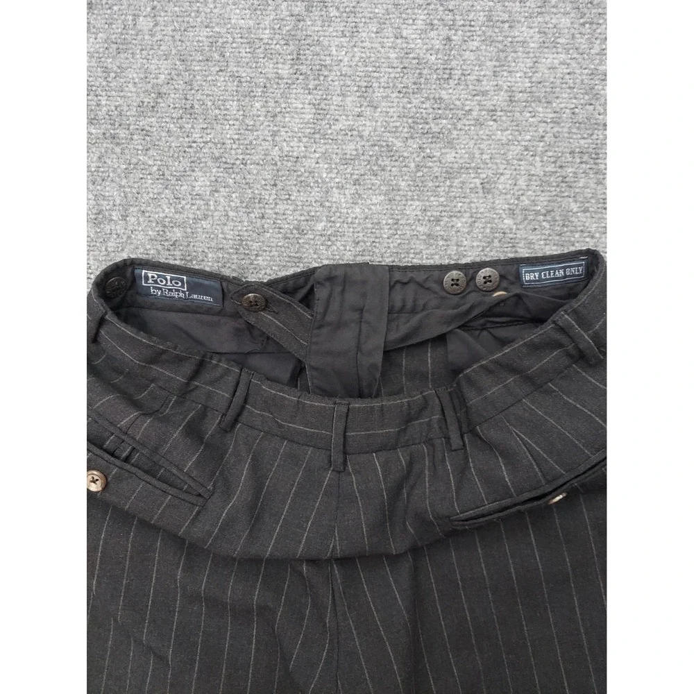 Vtg Polo Ralph Lauren Dress Pants Mens 36x32 Gray Pinstripe Cuffed Pleated